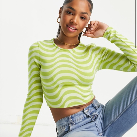 Stradivarius lime green long sleeve top size medium - Picture 1 of 7